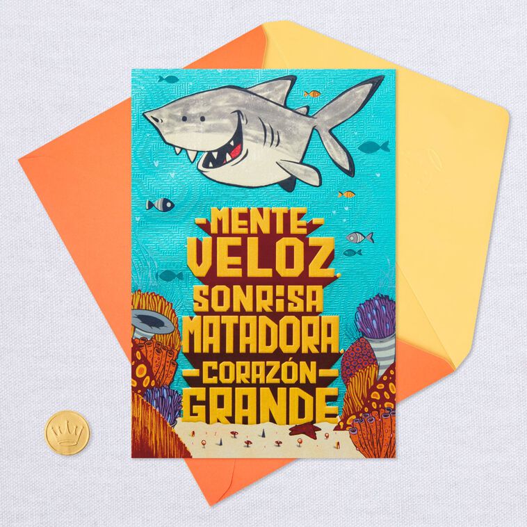 Smiling Shark Spanish-Language Birthday Card for Him, , large image number 5