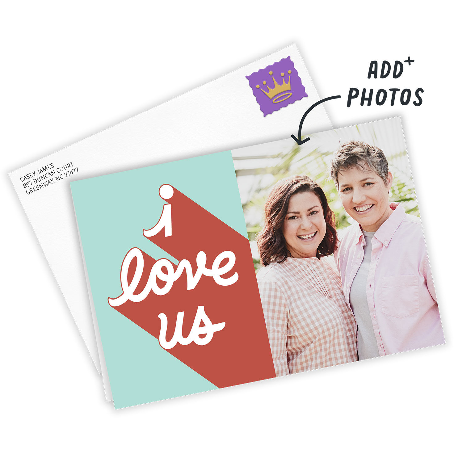 Personalized Shadow Lettering Love Photo Card  image number 2
