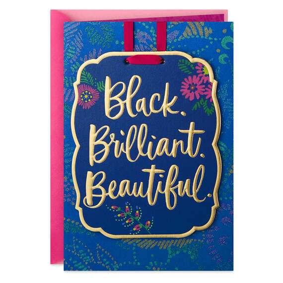 Black, Brilliant and Beautiful Birthday Card With Decoration, , large image number 1