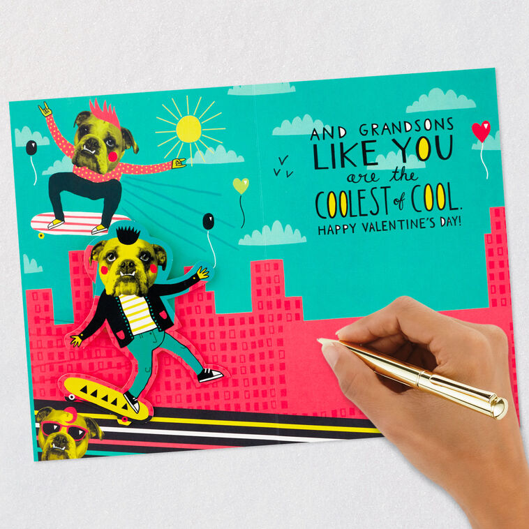Skateboarding Dog Grandson Valentine's Day Card Signing card image number 6