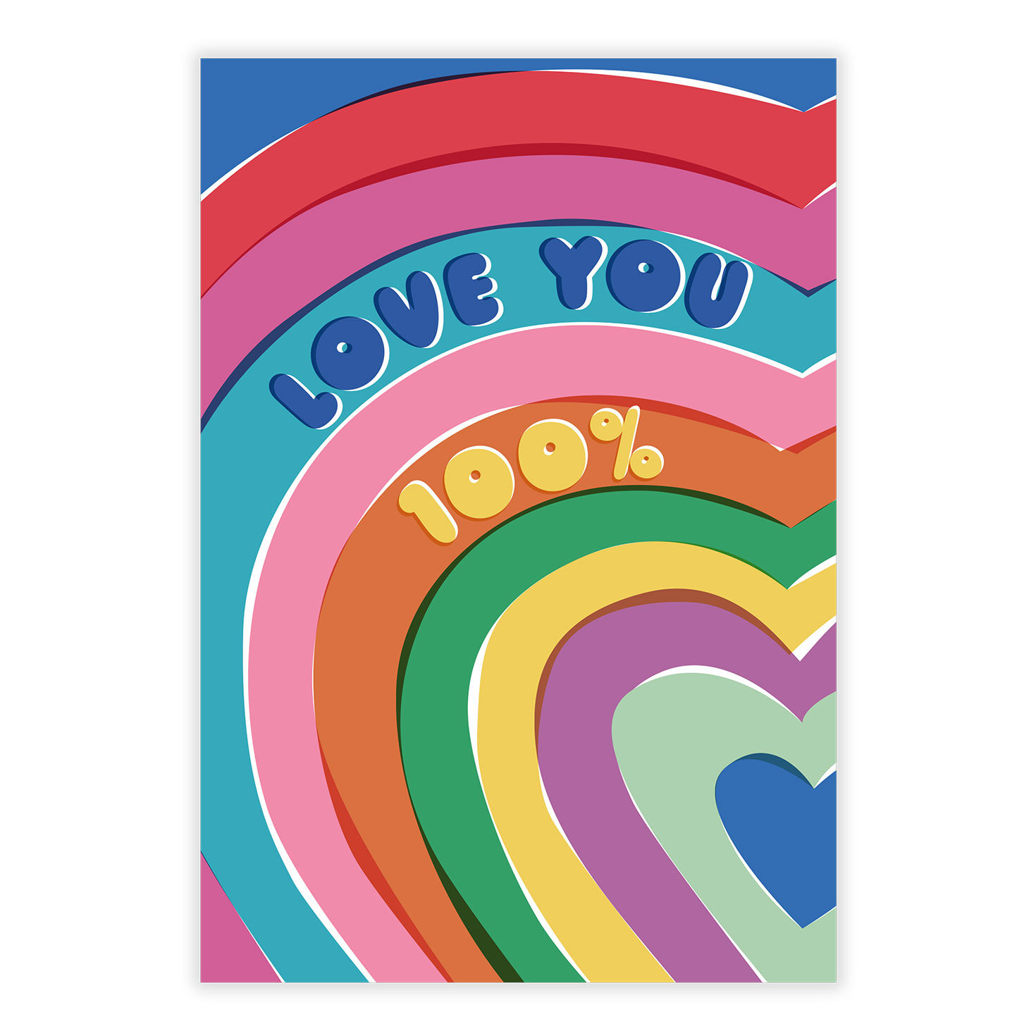 Colored Hearts Love You 100% Personalized Card front image number 2