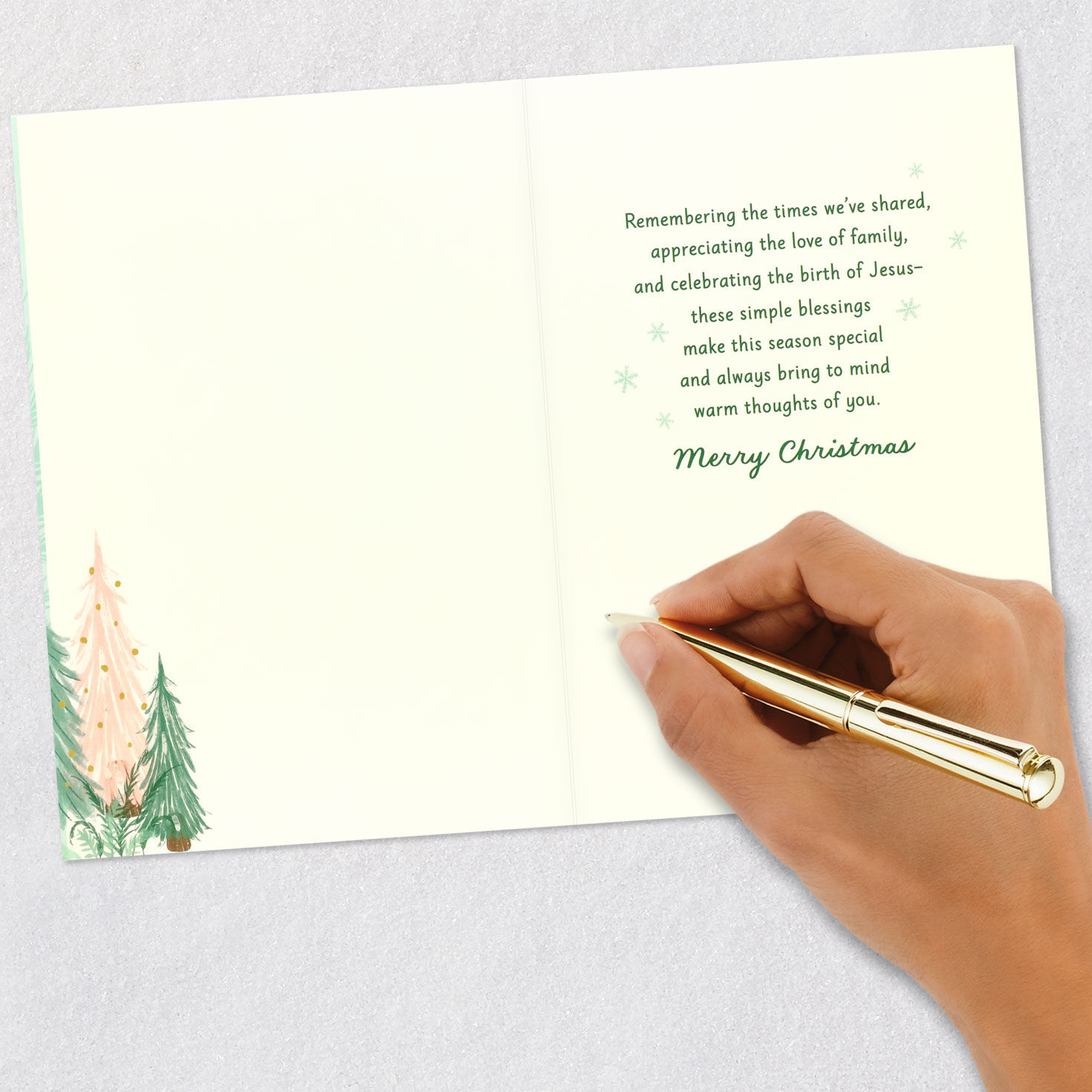 Winter Deer Mom and Dad Religious Christmas Card Signing card image number 6