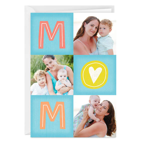 Personalized Photo Collage and Mom Lettering Photo Card