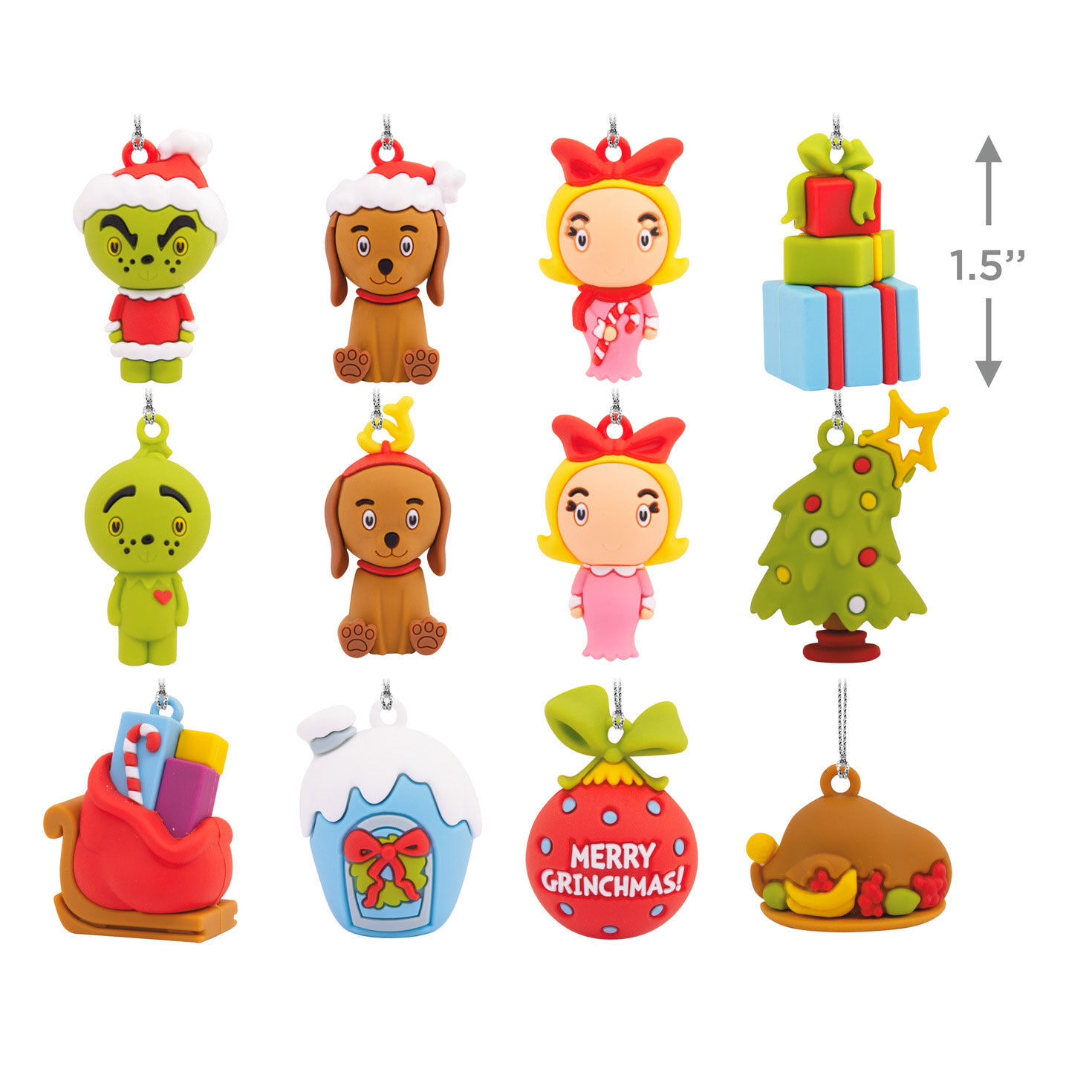 Dr. Seuss's How the Grinch Stole Christmas!&trade; Hallmark Countdown Calendar Paper Tree Set With 12 Mini Ornaments, , large image number 4