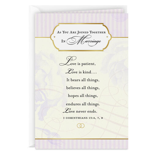 Love Is Patient, Love Is Kind Religious Wedding Card for Couple, 