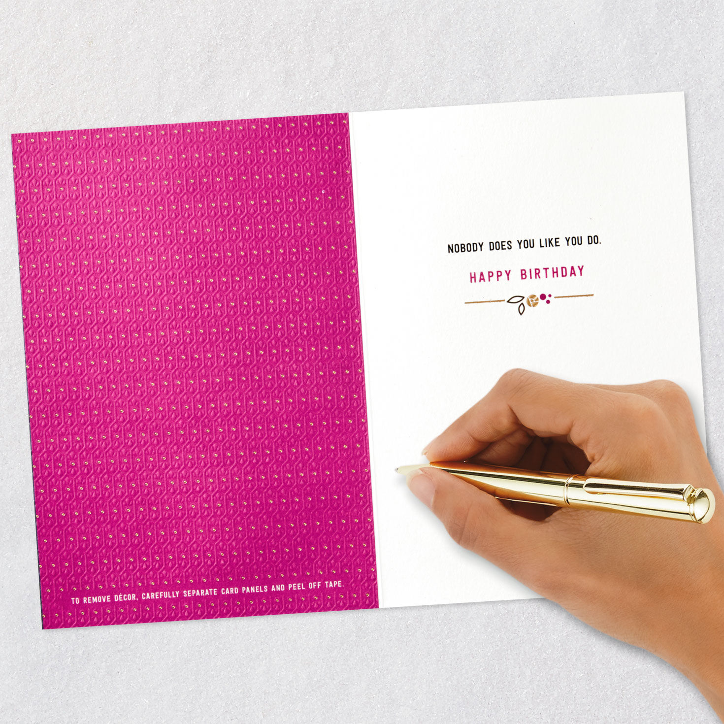 Black and Pink Banner Birthday Card for Her signing card image number 9