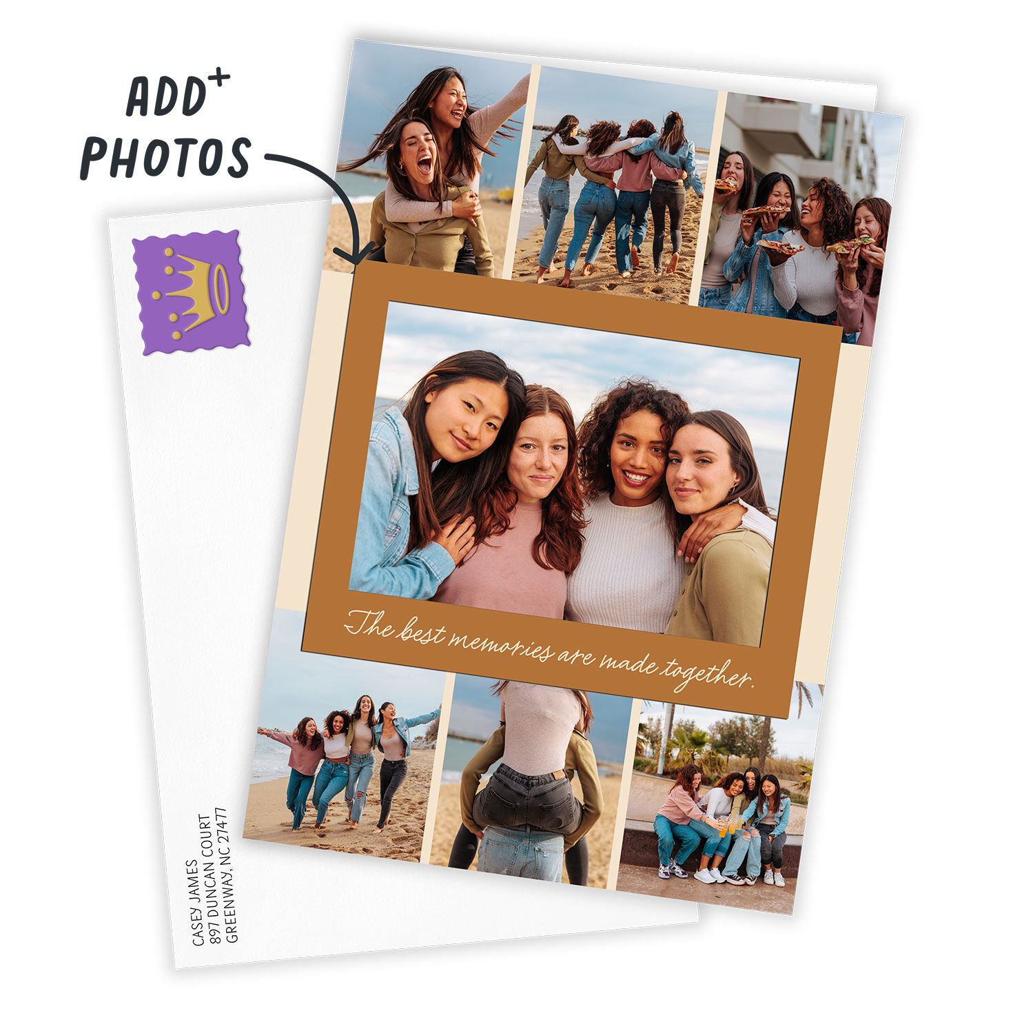 Orange Frame Photo Collage Personalized Card Card Front with Envelope image number 2