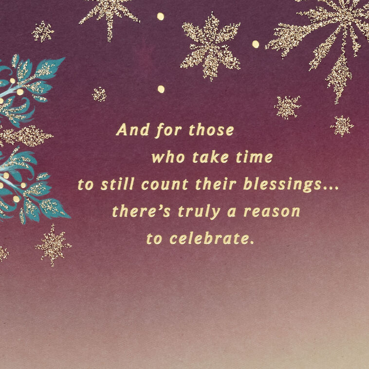 Gold and Blue Snowflakes on Purple Christmas Card Sentiment image number 5