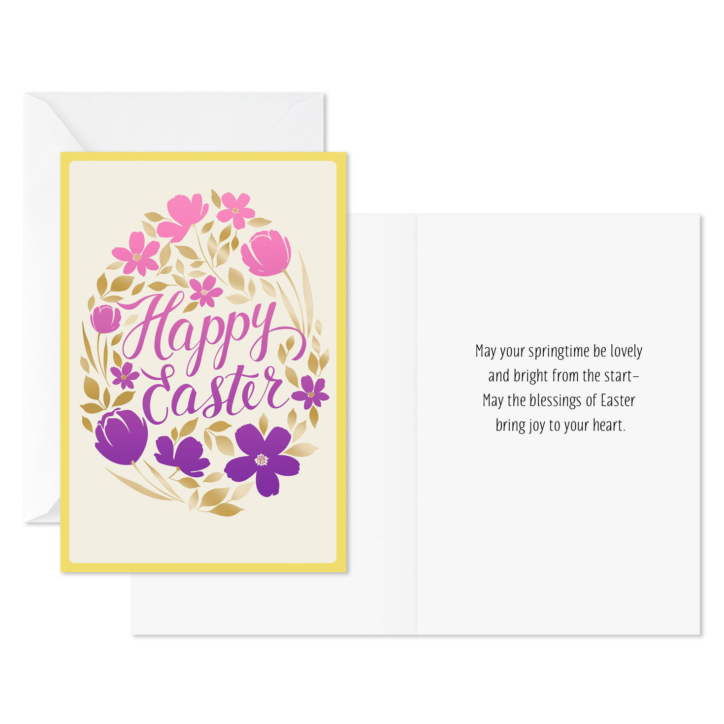 Silhouetted Flowers Easter Cards Pack Card Front with Sentiment image number 2
