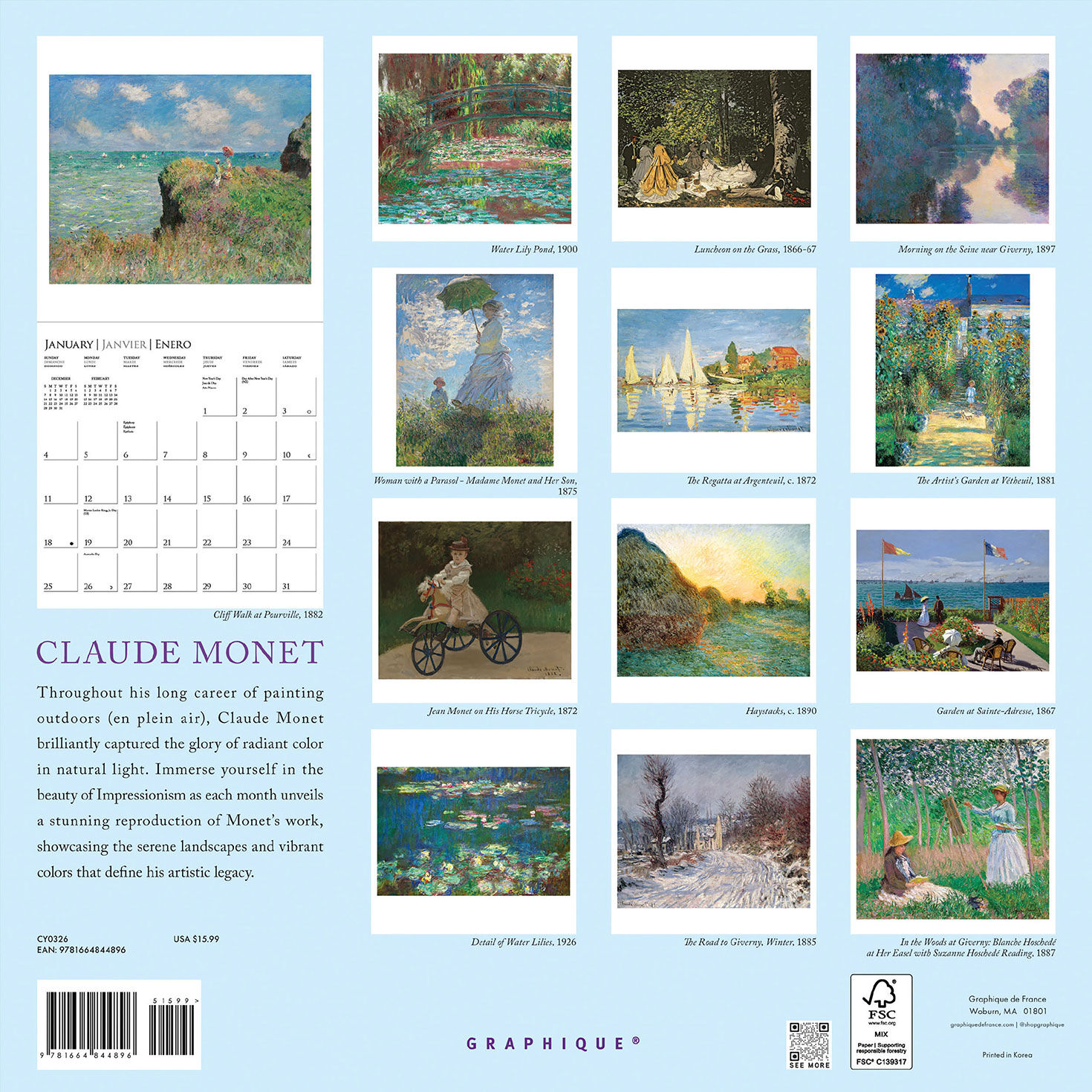 Graphique 2026 Claude Monet 16-Month Calendar for only USD 15.99 | Hallmark