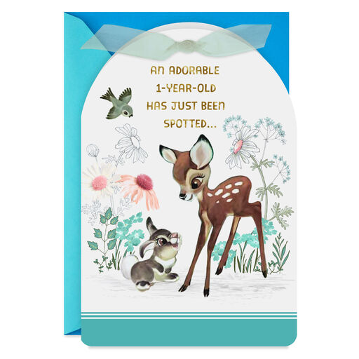 Disney Bambi Blue First Birthday Card, 