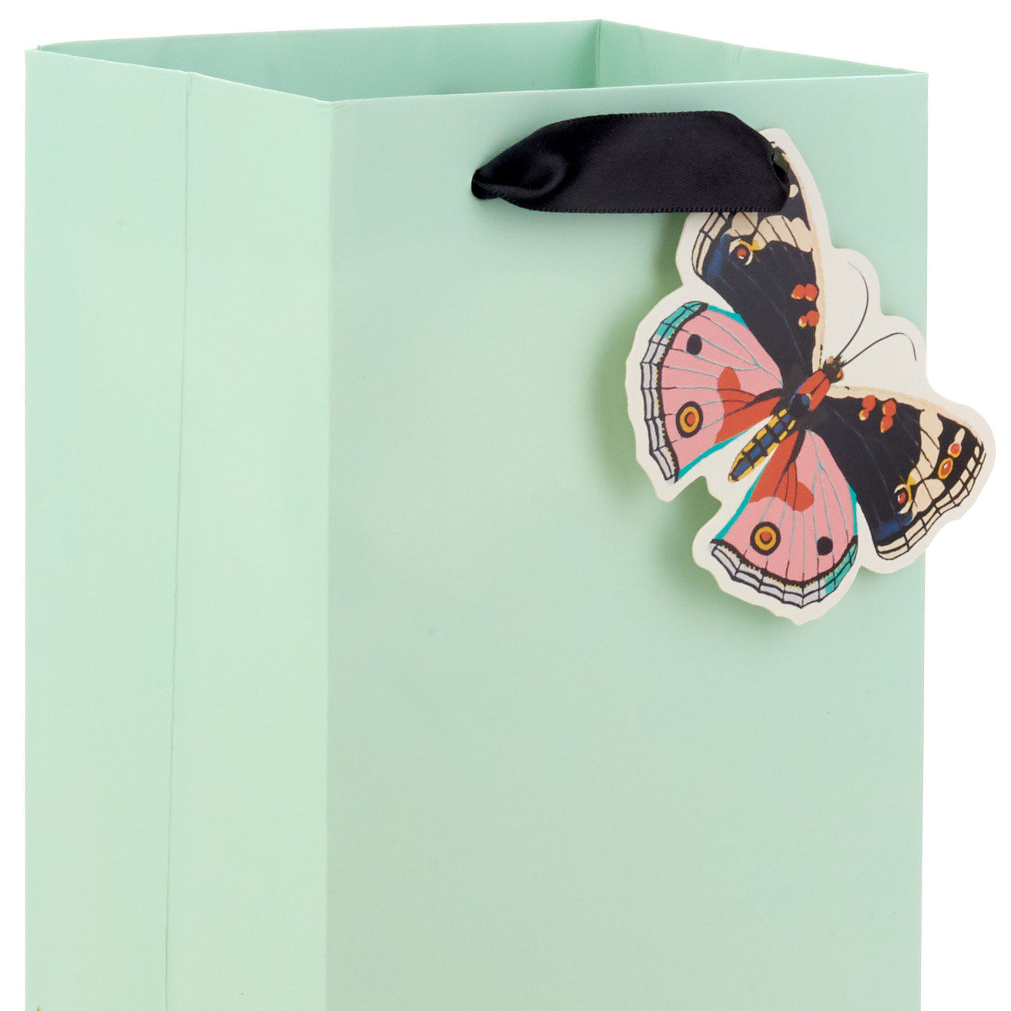 Butterfly on Cheetah Print Wine Gift Bag Handle Detail image number 4