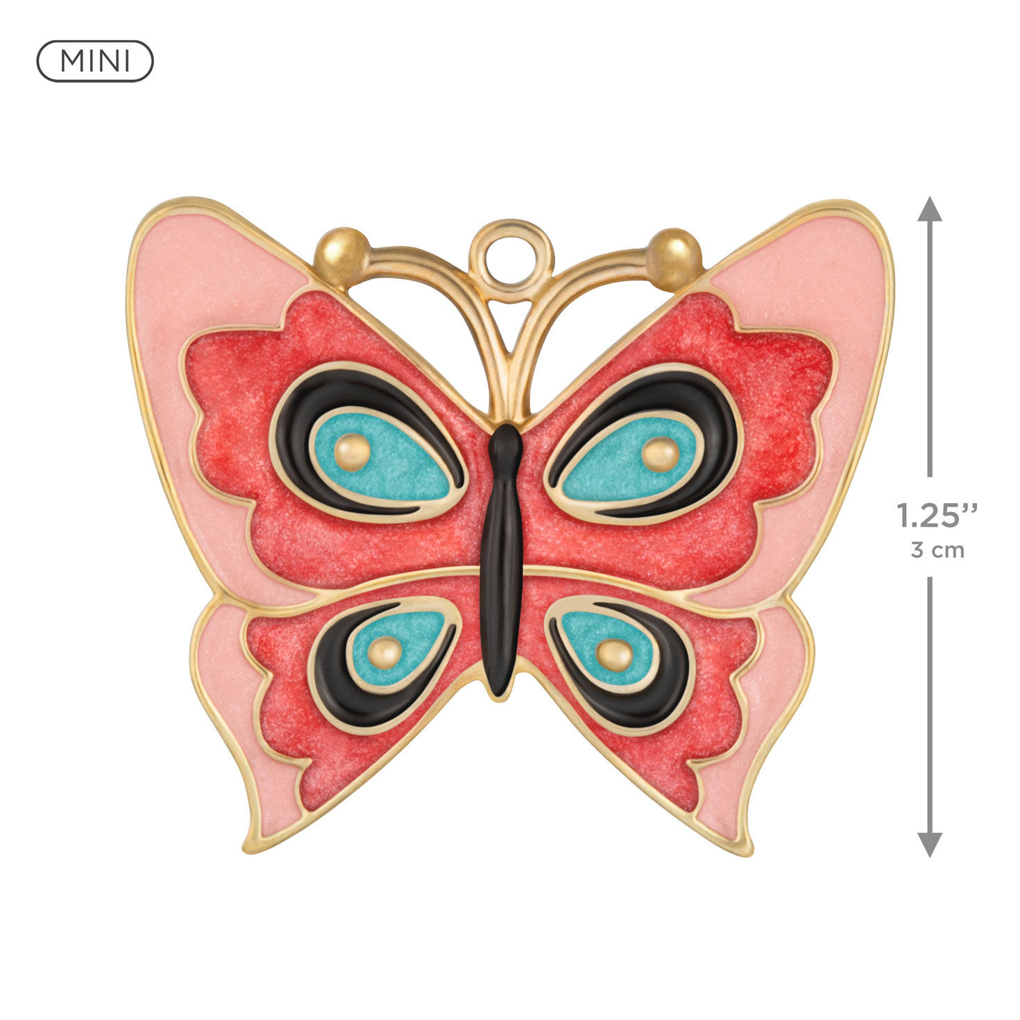 Pink and Blue Butterfly Keepsake Ornament measurement image number 3