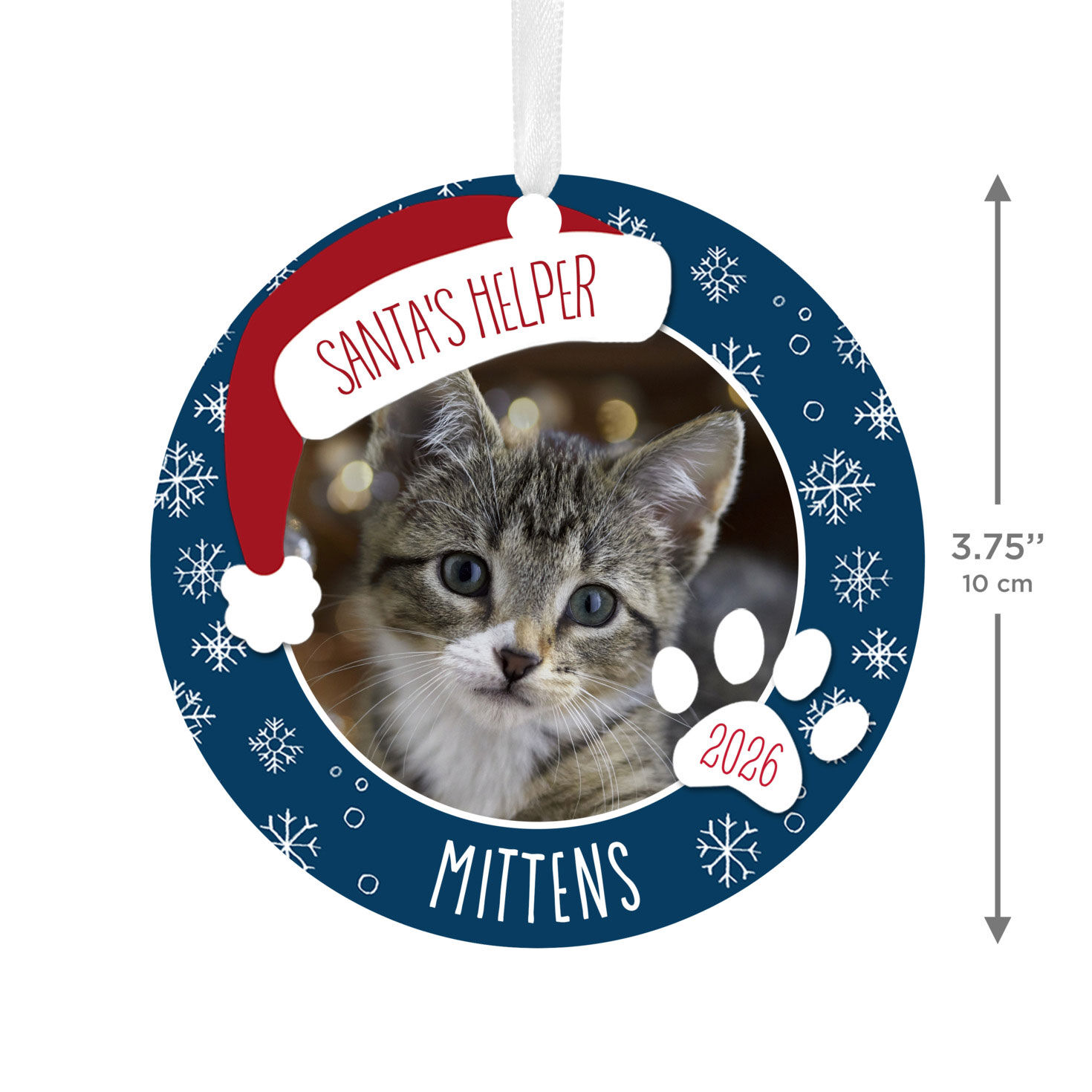 Round Holiday Pet Personalized Ornament measurement image number 3