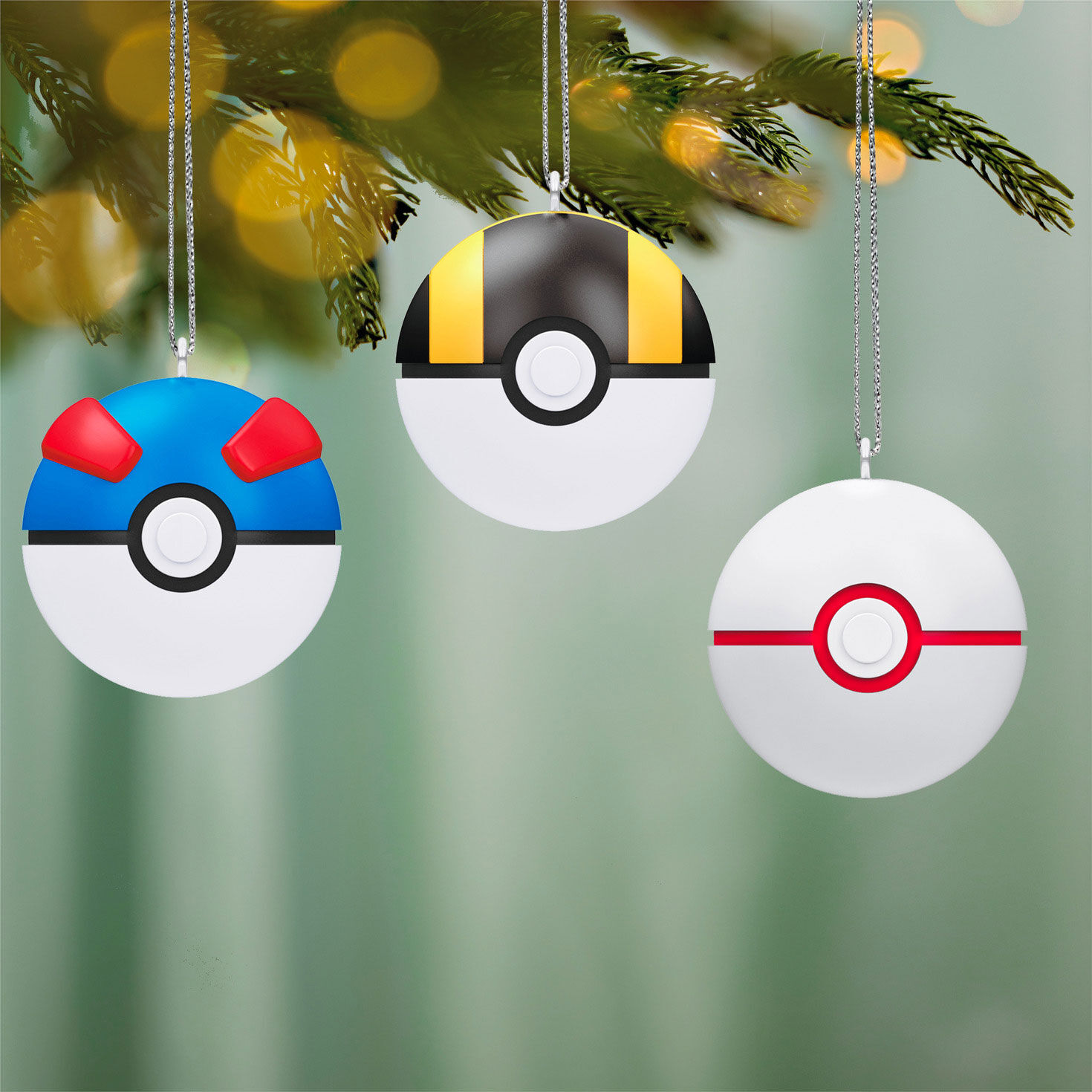 Pok&eacute;mon Pok&eacute; Balls Keepsake Ornaments hanging on tree image number 2
