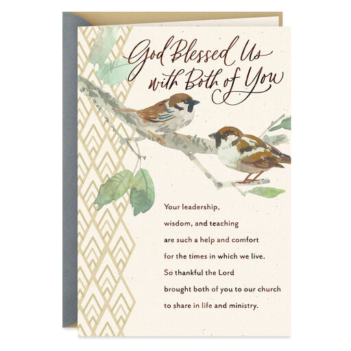 God Blessed Us Religious Clergy Appreciation Card for Minister and Spouse, 