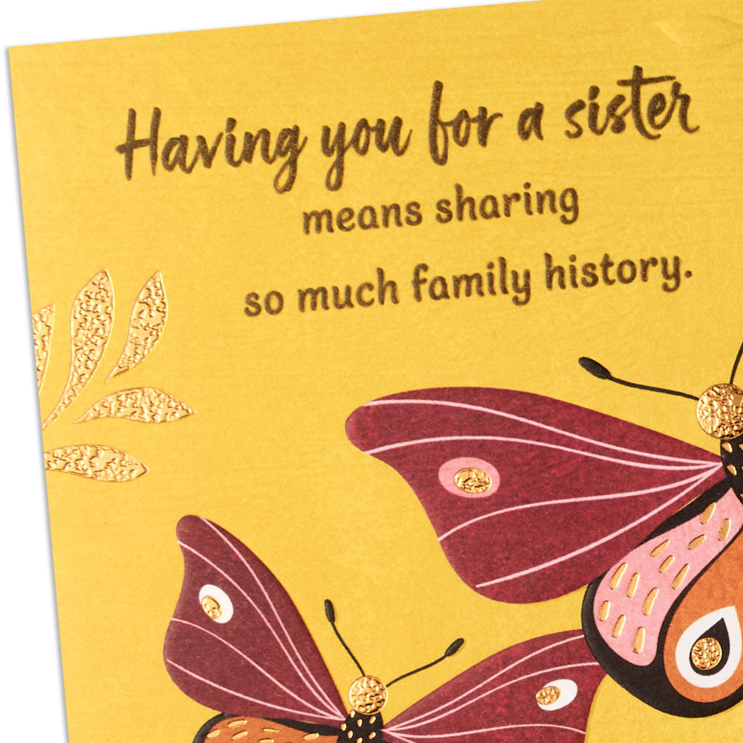 Butterflies and Flowers on Yellow Card for Sister Card Front Detail image number 5