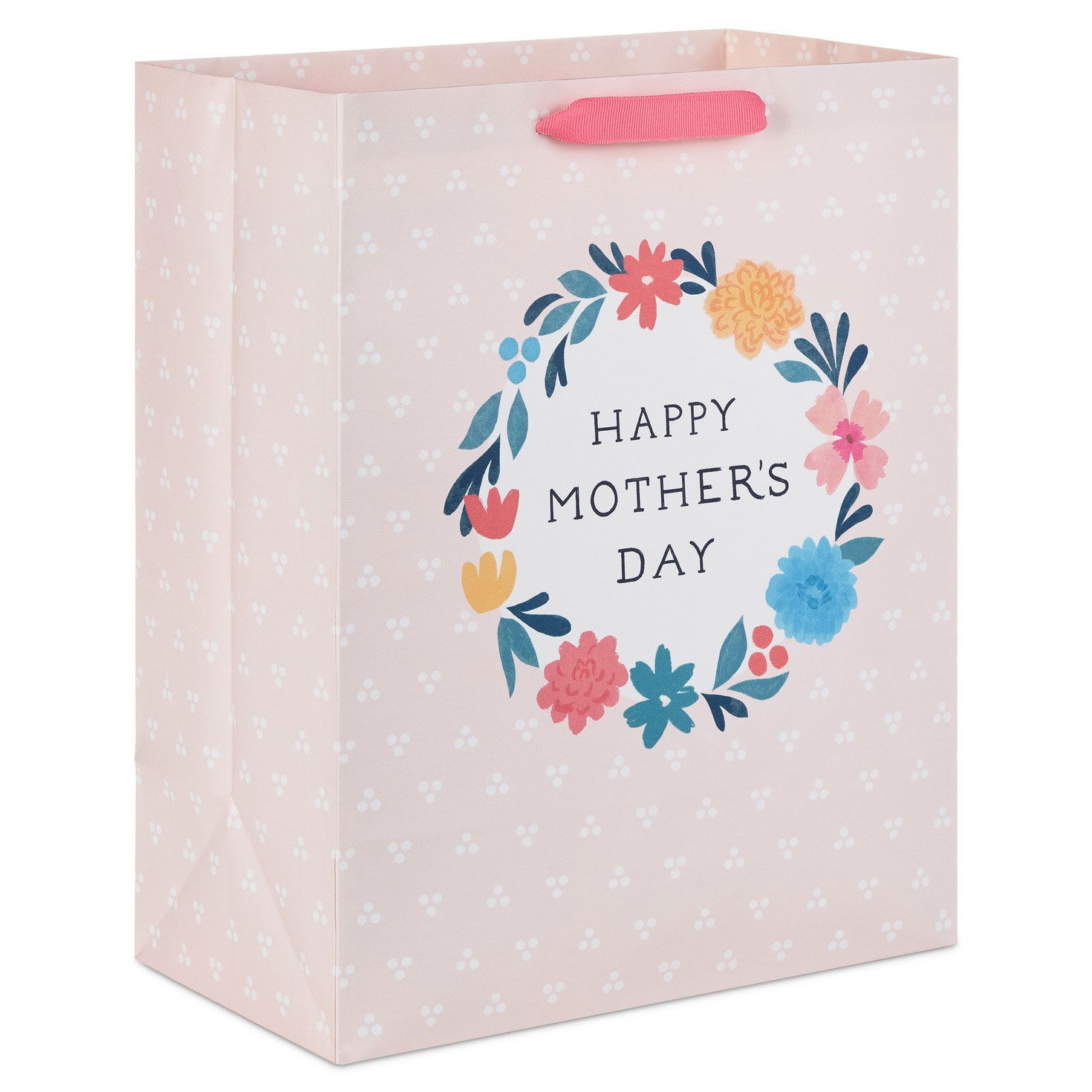 13" Flower Wreath on Pink Large Mother's Day Gift Bag for only USD 4.49 | Hallmark