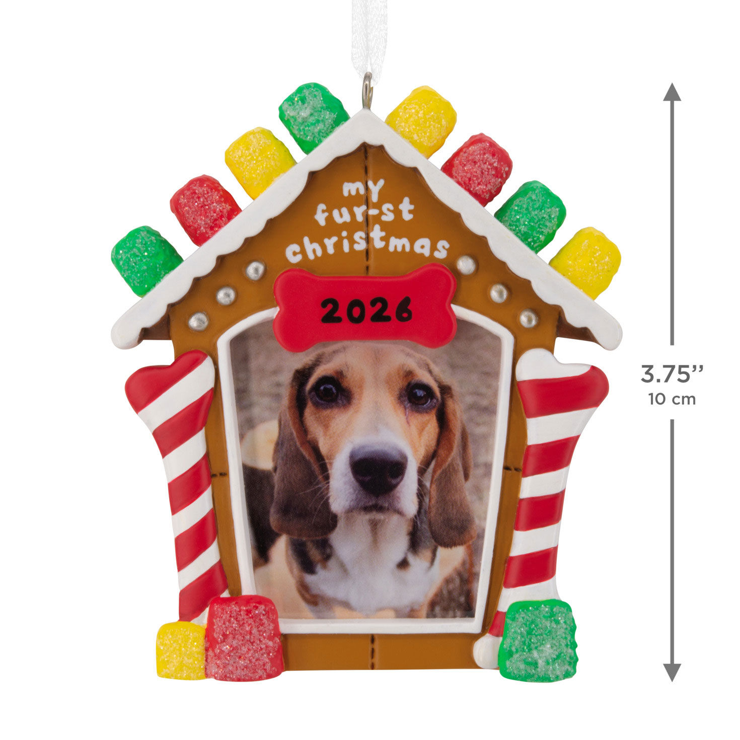 Gingerbread House Photo Frame Christmas Ornament measurement image number 3