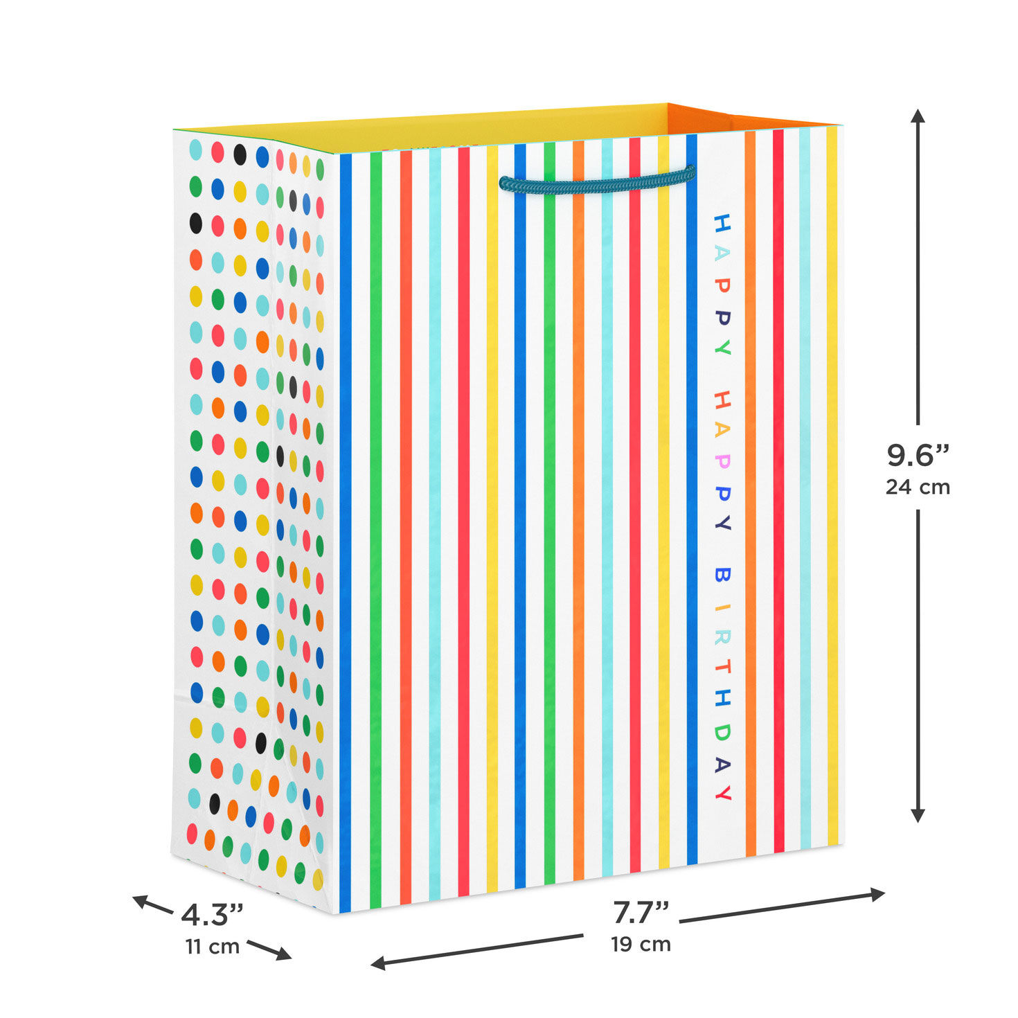 Multicolor Vertical Stripes Medium Birthday Gift Bag measurement image number 3