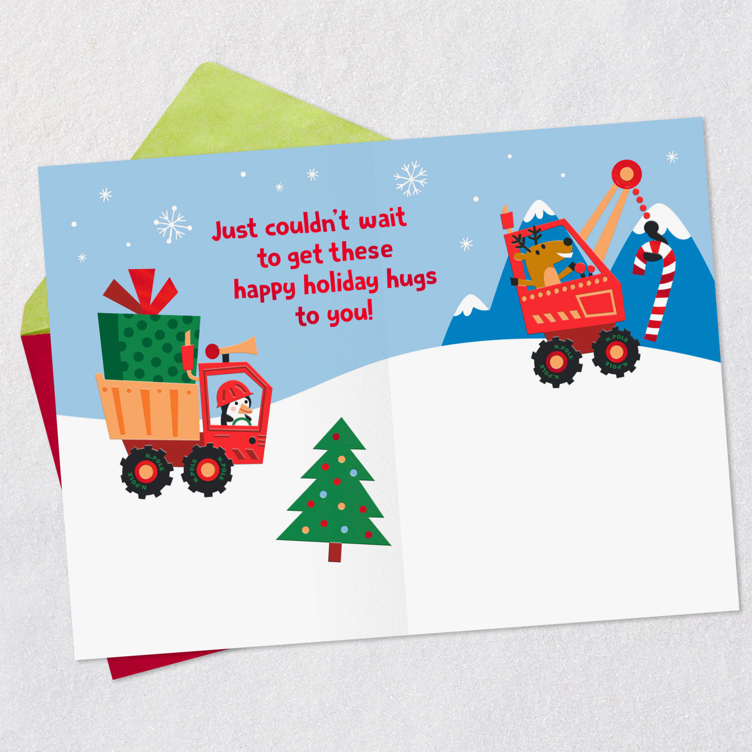 Santa Construction Truck Christmas Card for Grandson Open card with envelope image number 3