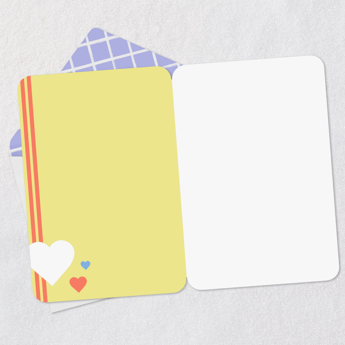 Mod Hearts and Stripes Blank Card Open card with envelope image number 2