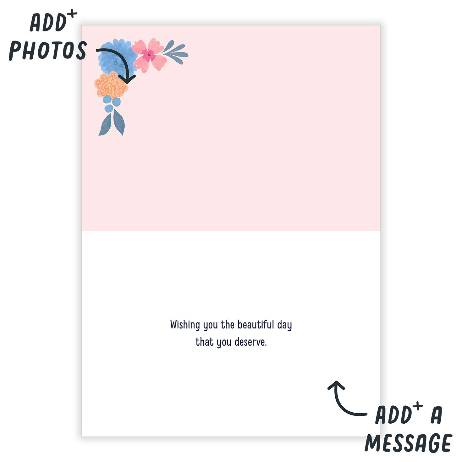 Pink Floral Wreath Personalized Mother's Day Card Open Card indicating personalization image number 3