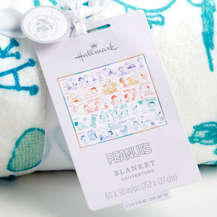 Peanuts Rainbow Comics 75th Anniversary Plush Blanket closeup view image number 5