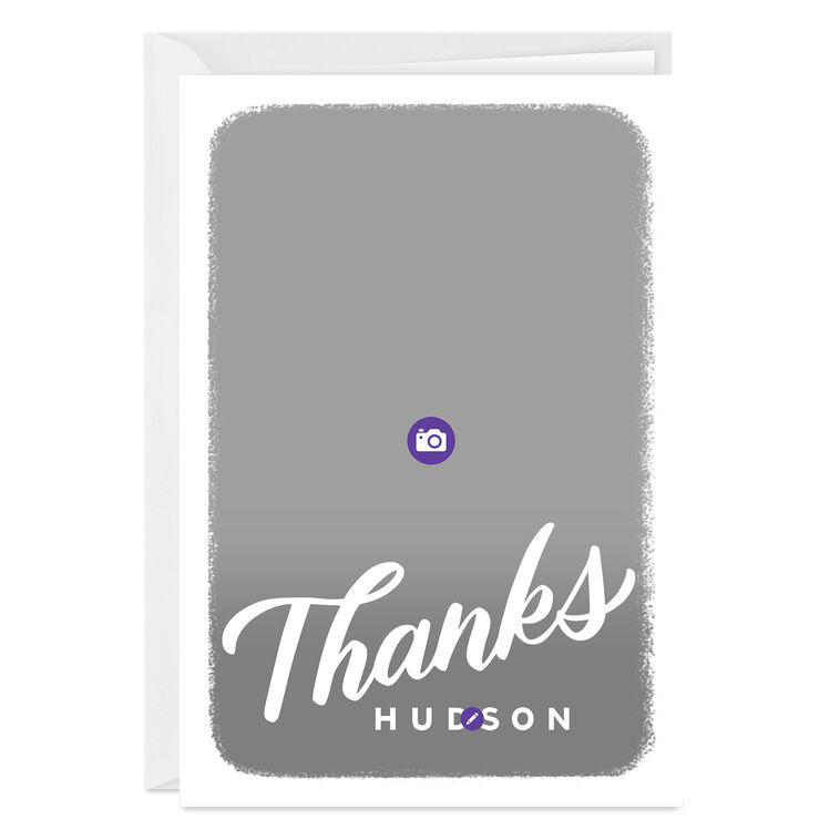 Personalized White Outline Thank-You Photo Card  image number 3
