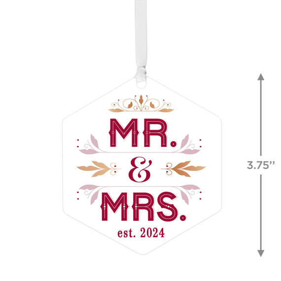 Mr. & Mrs. Personalized Text Metal Ornament, , large image number 3