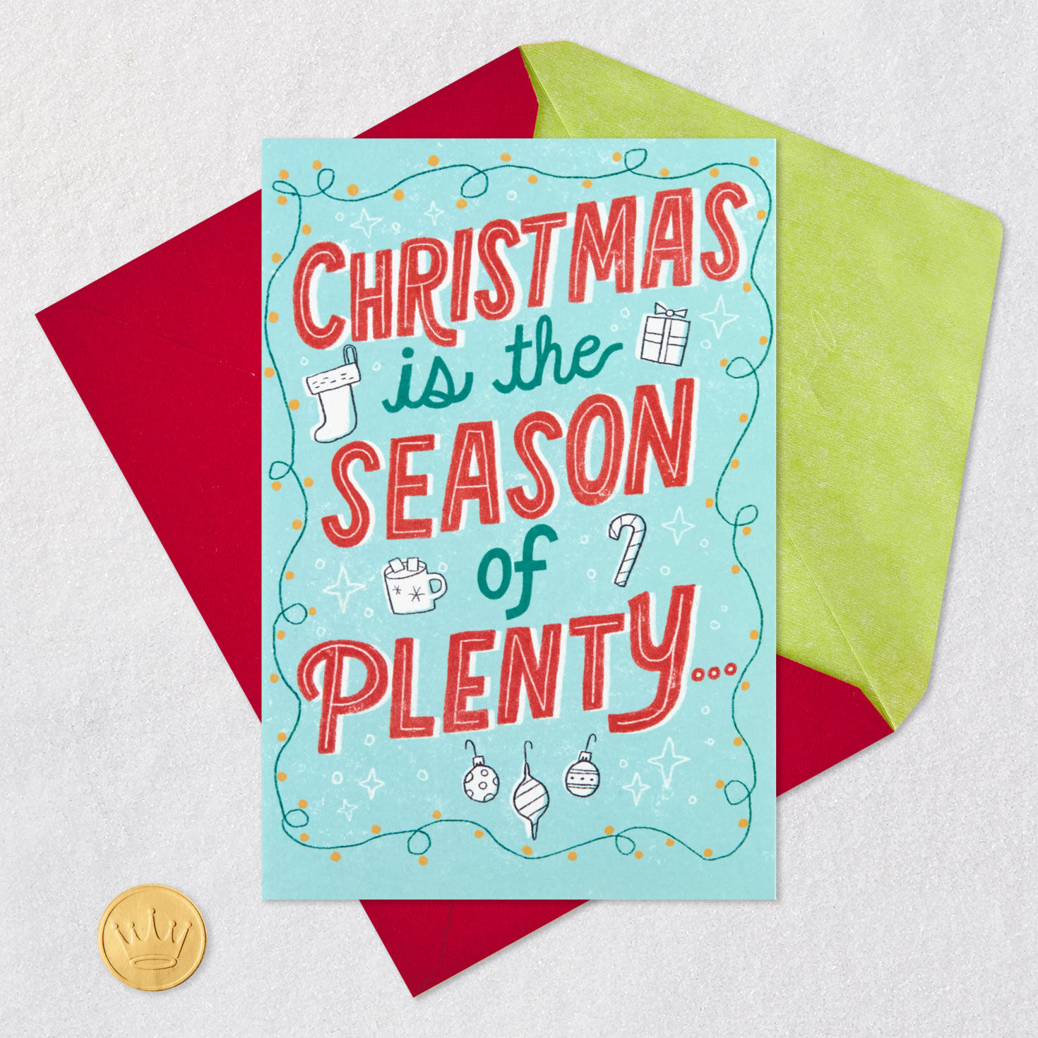 Punny Mini Cards Inside Christmas Card Envelope Back with Seal image number 8