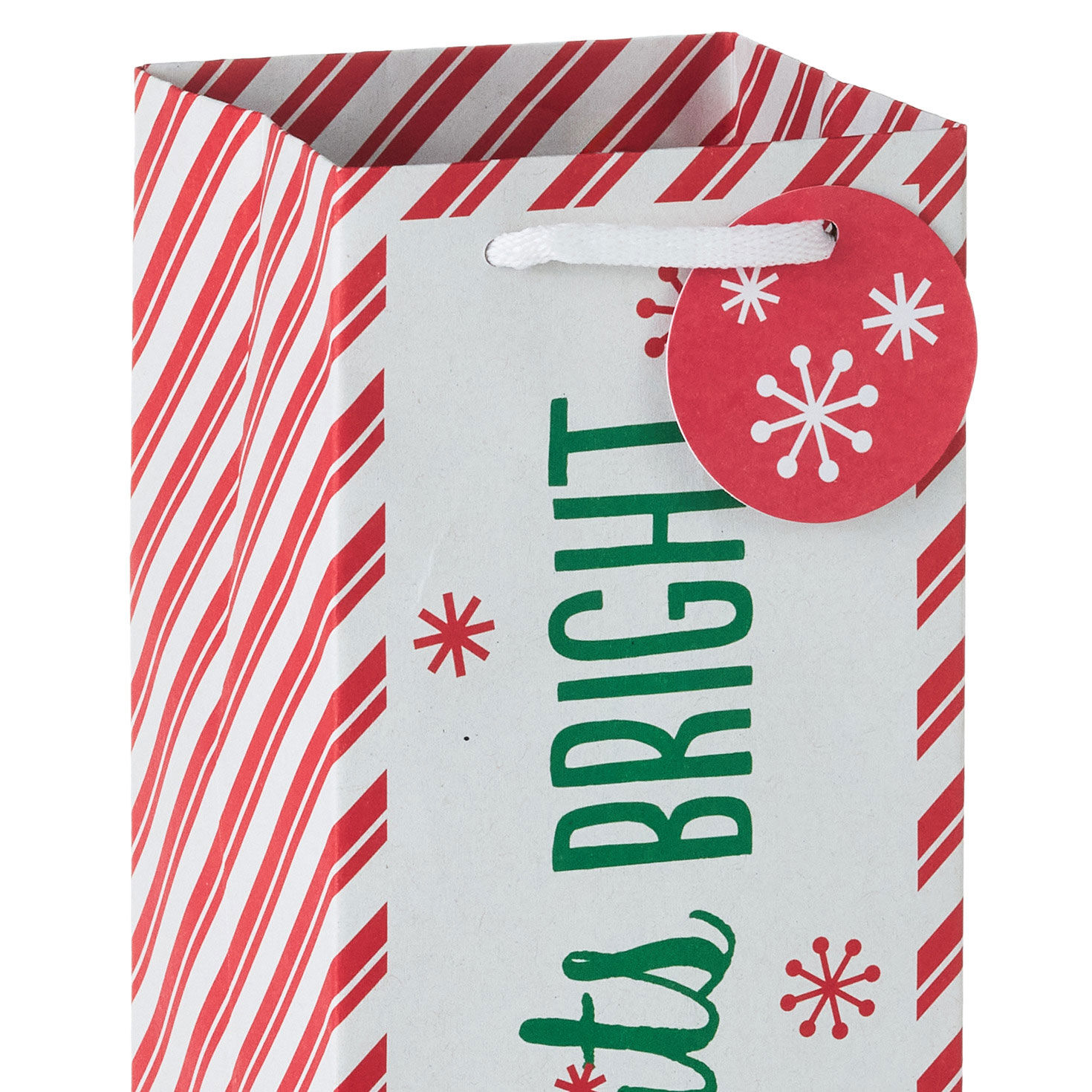 White Tree on Green 2-Pack Christmas Bottle Bags Handle Detail image number 5