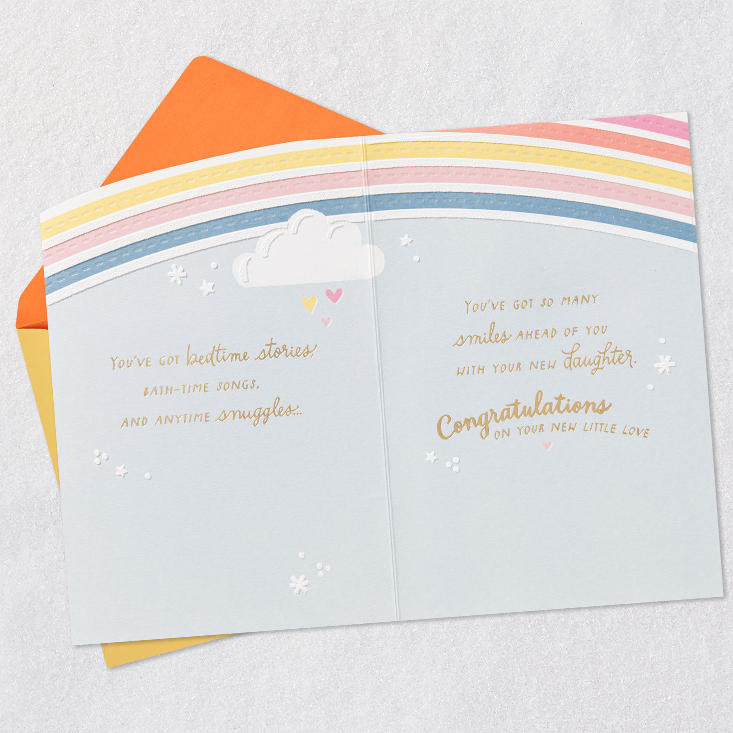 Sun, Rainbow and Hearts New Baby Girl Card  image number 4