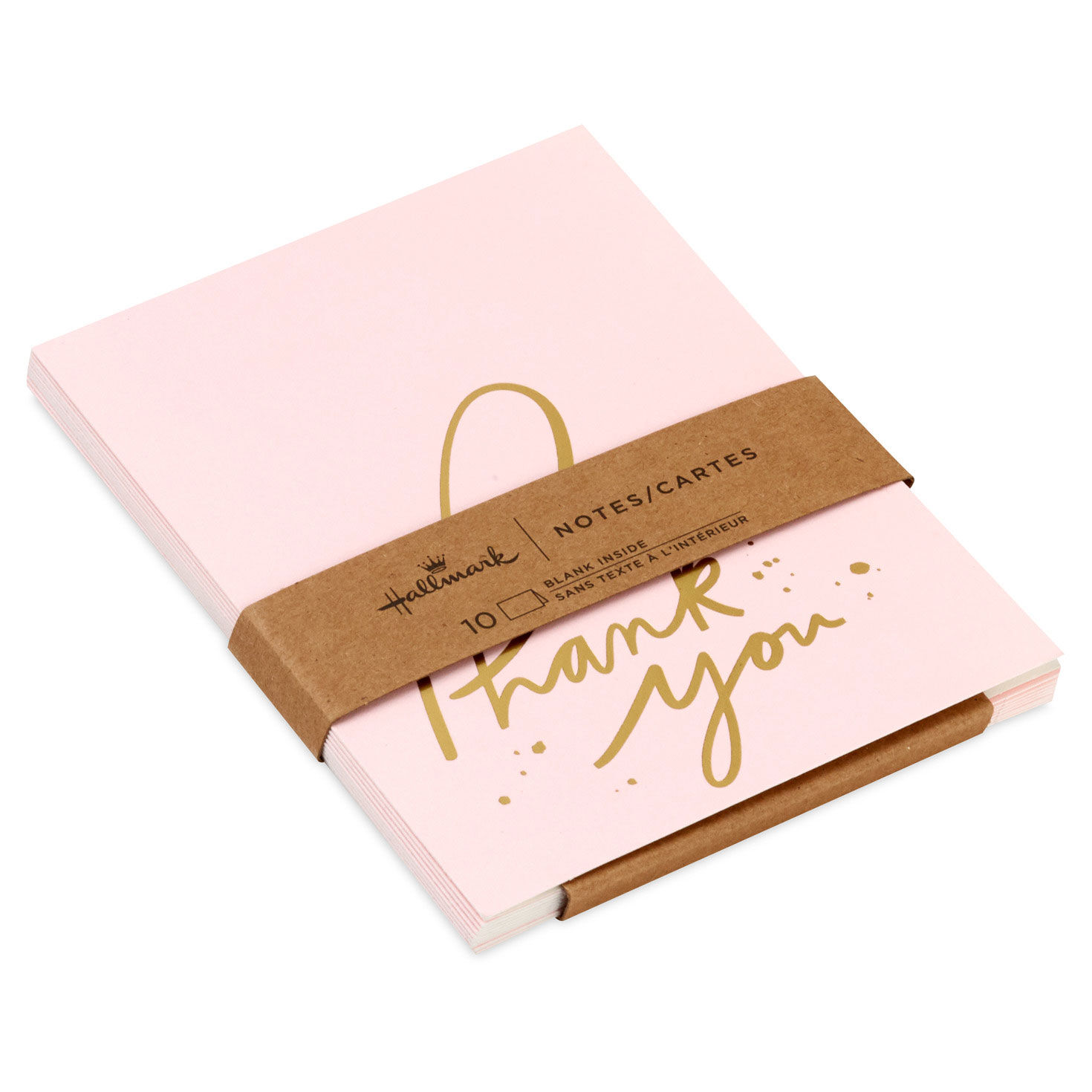 Pink and Gold Blank Thank You Notes, Pack of 10