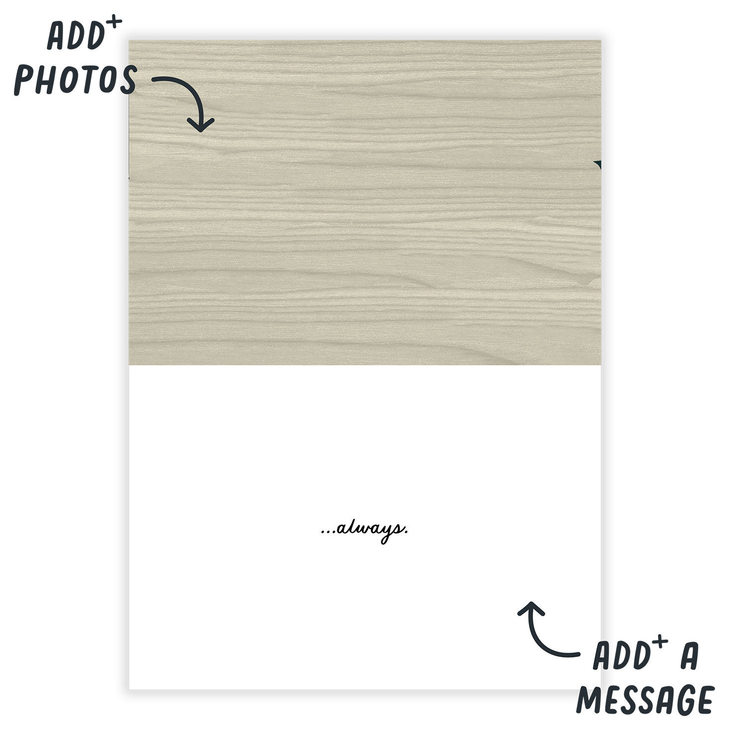 Modern Colored Trees Personalized Holiday Card Open Card indicating personalization image number 3