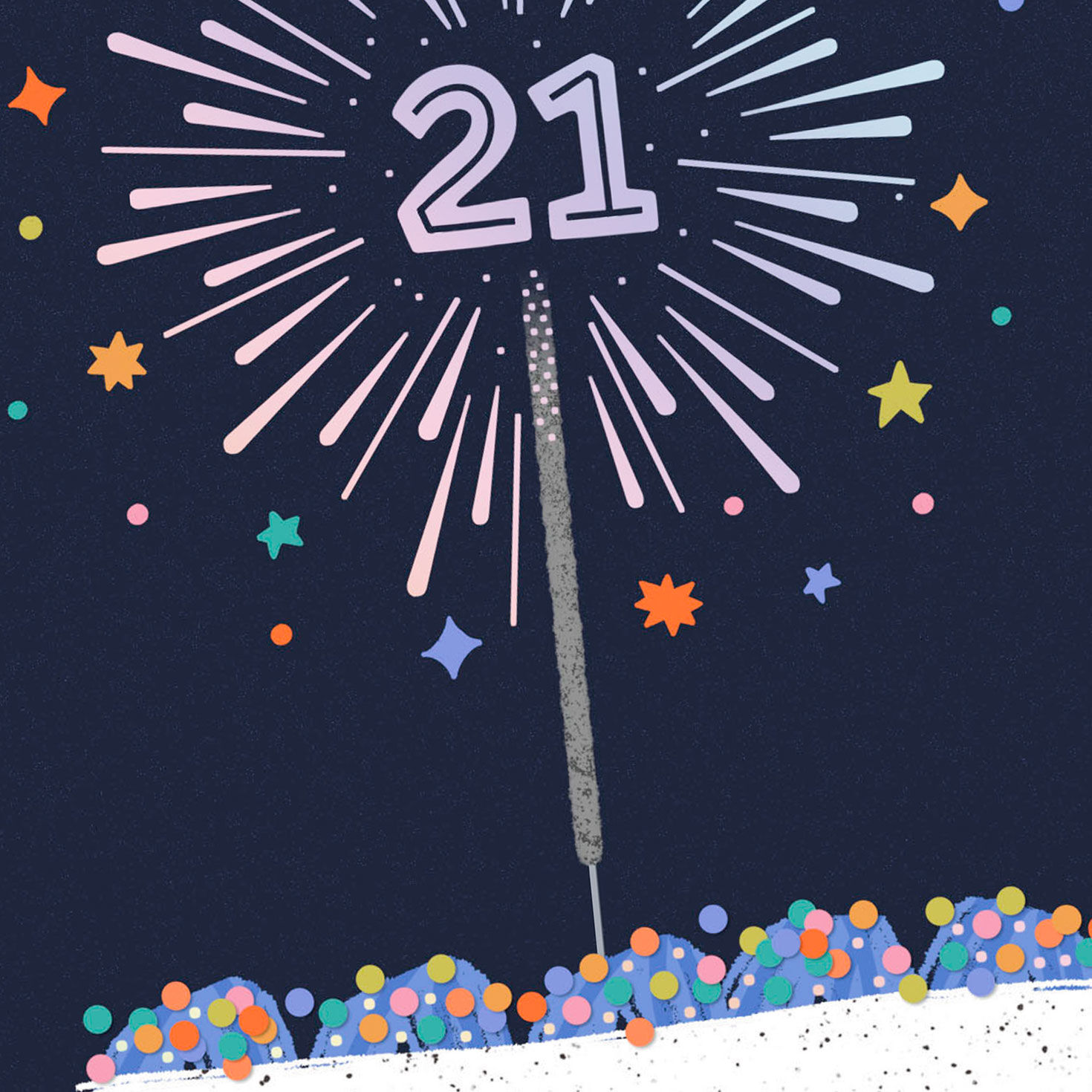Navy Blue Sparkler 21st Birthday Card Card Front Detail image number 4
