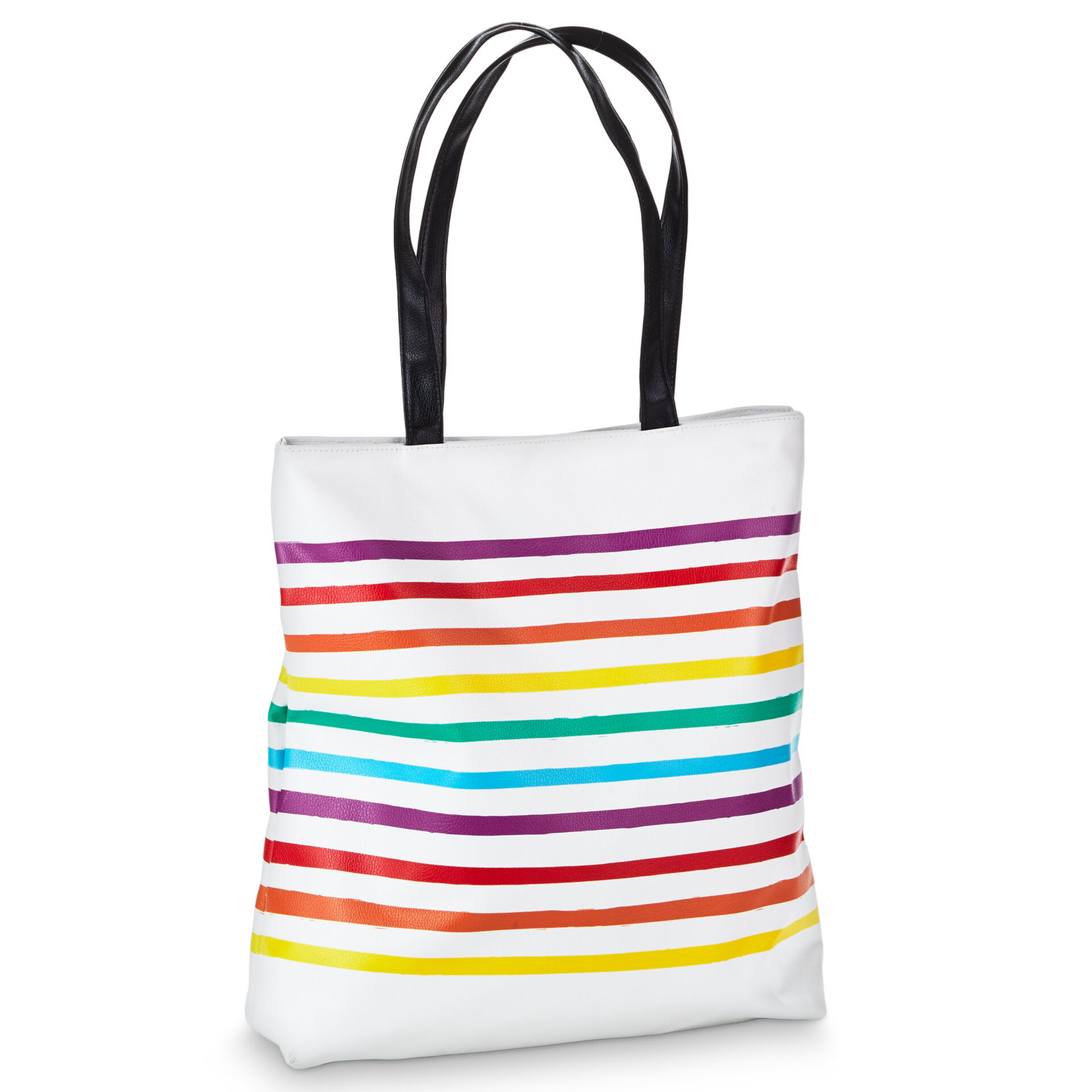 My Daily Women Tote Shoulder Bag Spiral Rainbow Stripes With Stars Handbag Large 