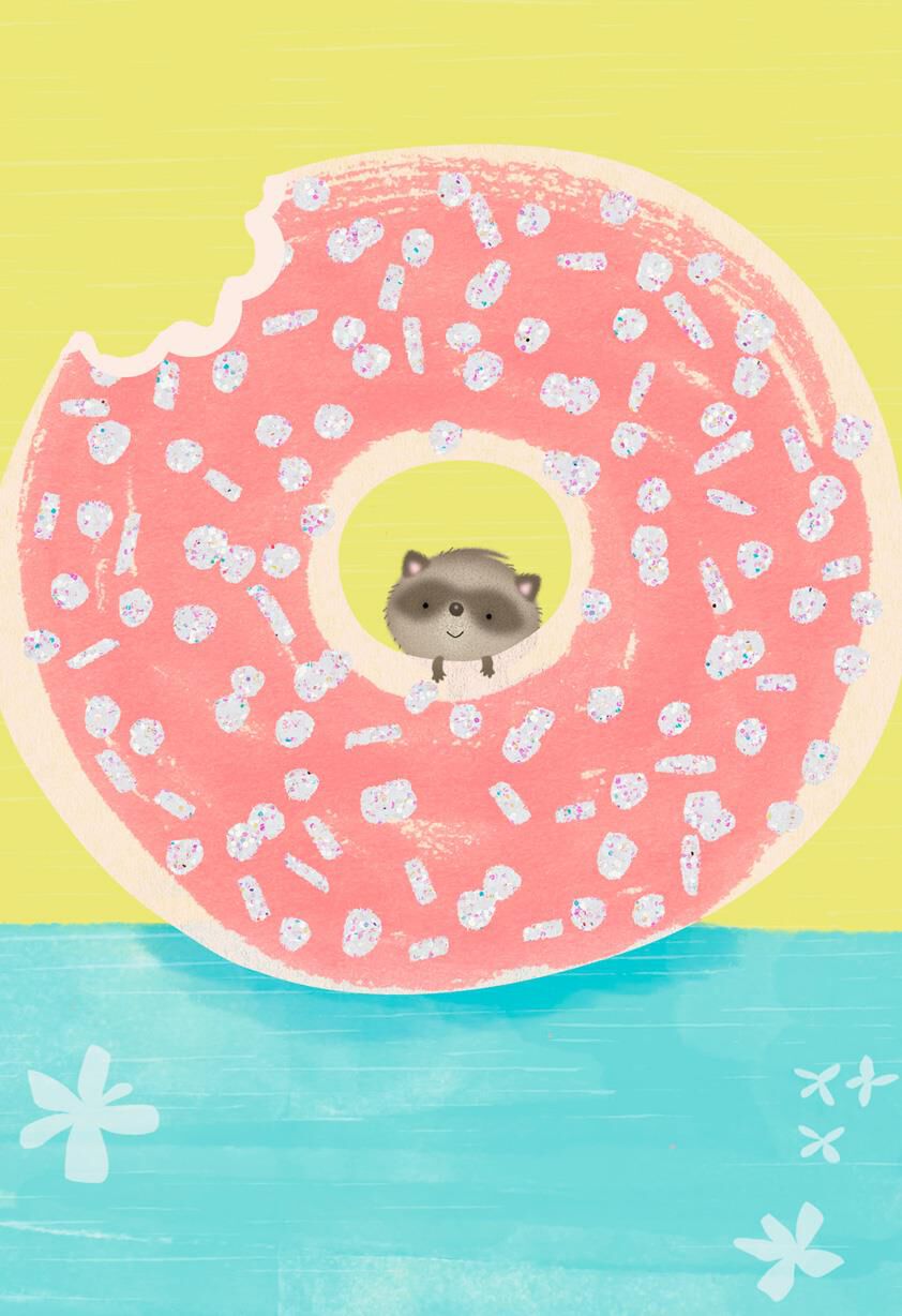 Raccoon in Doughnut Blank Card
