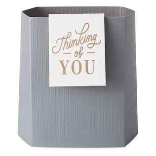Build-a-Bouquet Thinking of You Gray Stripes Pop-Up Paper Vase With Mini Card