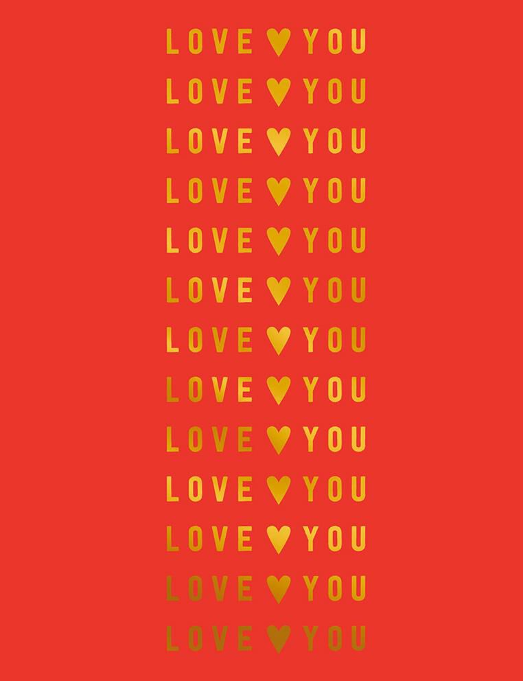 Love You in Gold Valentine's Day Card