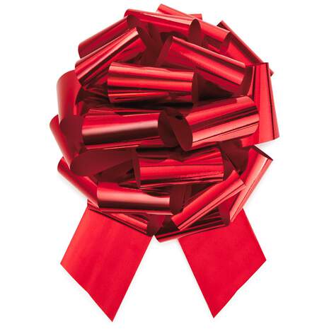 Red Metallic Pull Gift Bow, 8", , large