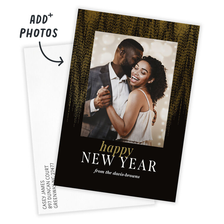 Gold Shimmer Fringe Flat New Year Photo Card - Photo Cards | Hallmark