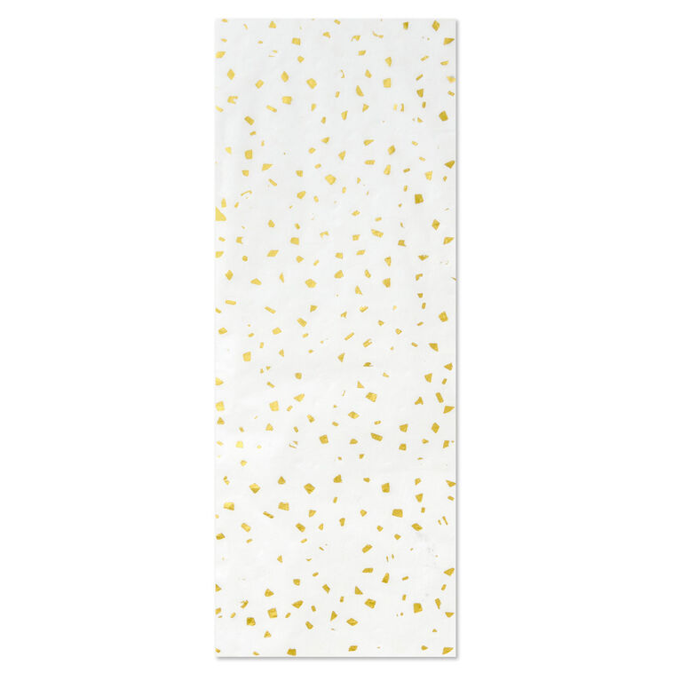 Gold Foil Flecks on White Tissue Paper, 4 sheets