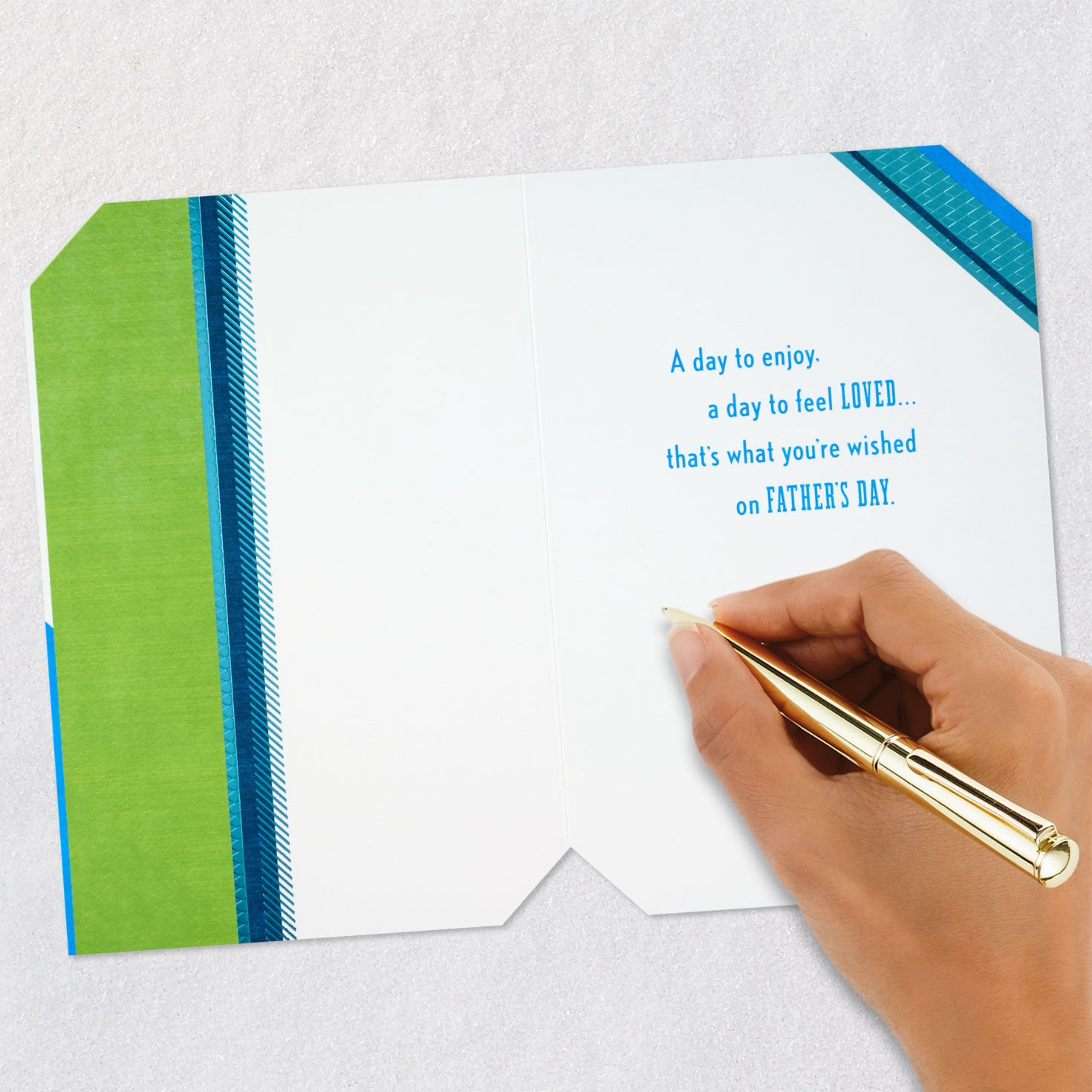 Modern Blue and Green Father's Day Card for Dad Signing card image number 6