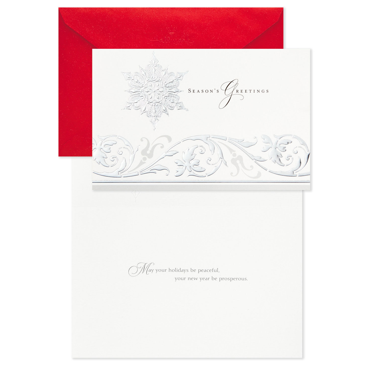 Snowflake Boxed Christmas Cards Bulk Pack Card Front with Sentiment image number 3