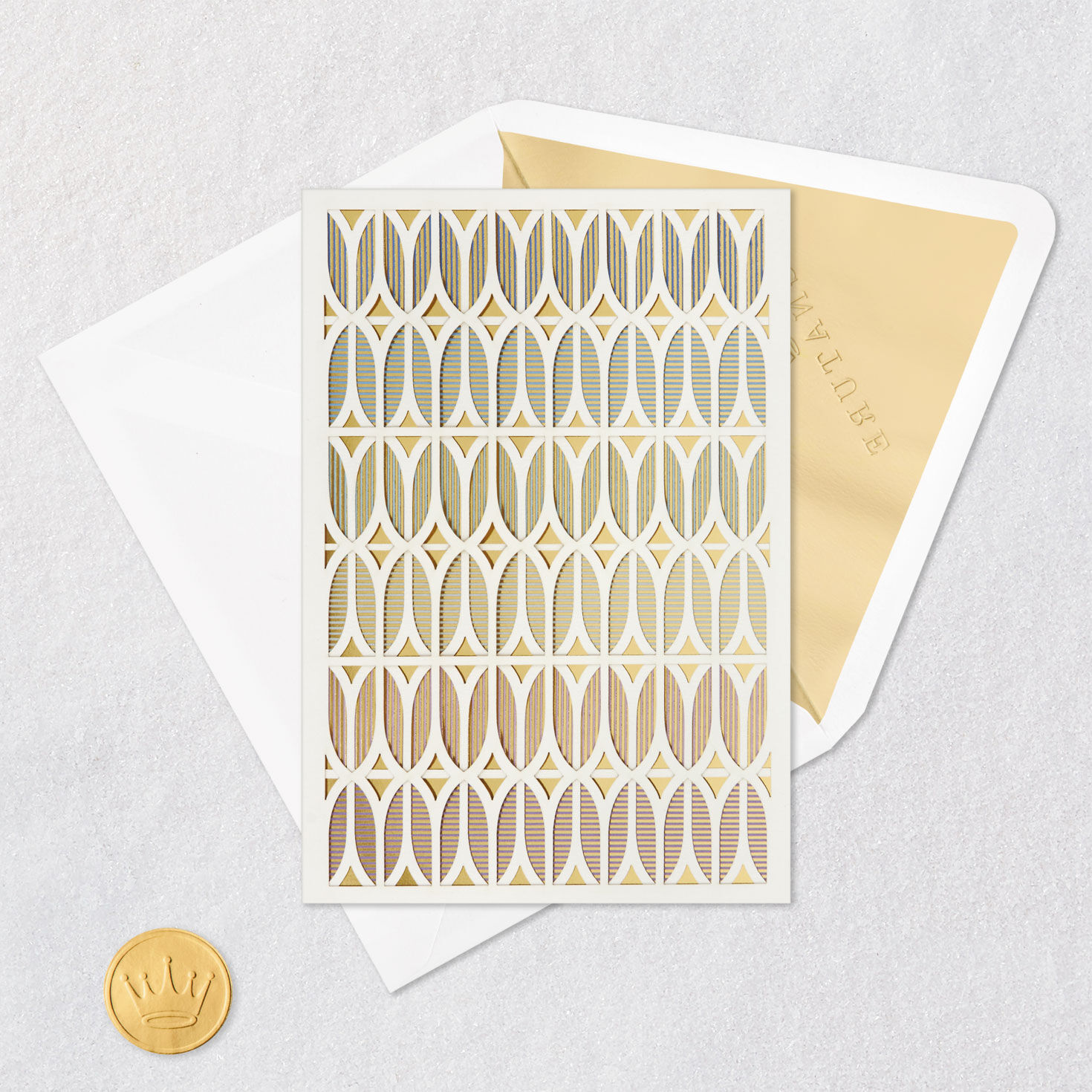 Ombr&eacute; Laser-Cut Geometric Pattern Blank Card  image number 4