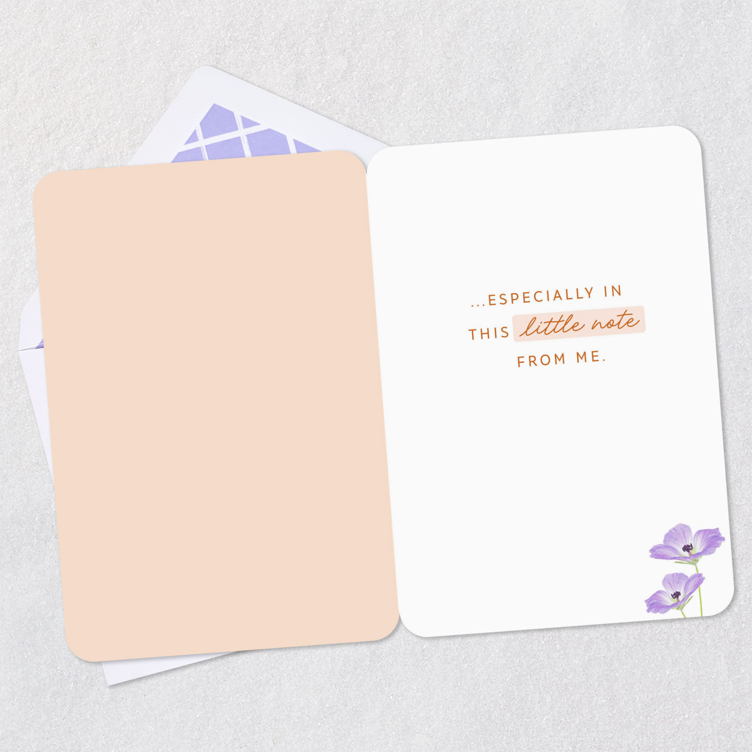 Tabby Cat Smelling Purple Flower Love Card Open card with envelope image number 3