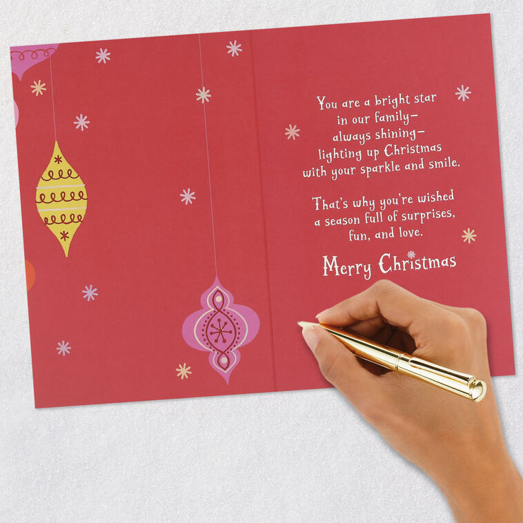 Mod Ornaments Granddaughter Christmas Card signing card image number 6