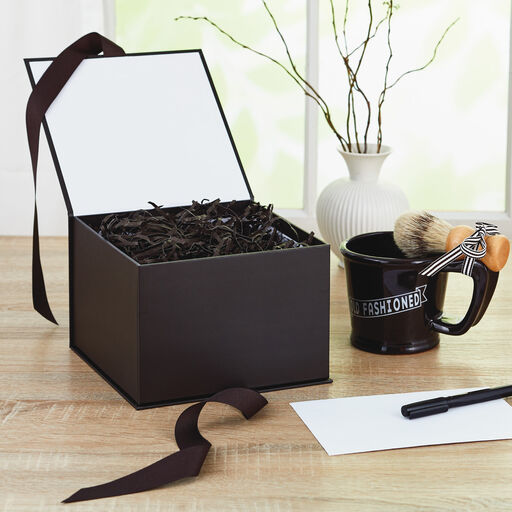 Black 5x7 Large Gift Box With Shredded Paper Filler, 