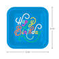Blue "Happy Birthday" Square Dinner Plates, Set of 8, , large image number 3